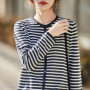 WinvyNee Women's Spring Fine Wool Knitted Cardigan Striped Crew Neck Long Sleeve Fashionable Designed Casual Outwear ZB1497001