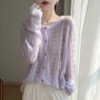 WinvyNee Women Spring Cashmere Wool Hollow Out Knit Cardigan Fashion Round Neck Thin Long Sleeve Crochet Sweater ZA1743004A