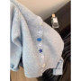 Women's Sweater Cute Long Sleeve Summer Y2K Open Front Cardigan Starfish Shell Button O-neck Knit Coat Milk Blue Girl's Outfits