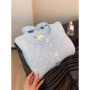 Women's Sweater Cute Long Sleeve Summer Y2K Open Front Cardigan Starfish Shell Button O-neck Knit Coat Milk Blue Girl's Outfits