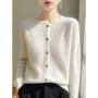 Women's Sweater Cardigans 100 Merino Wool Knitwear Raglan Sleeve Cashmere O-neck Solid Autumn Winter Casual Comfortable Tops
