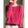 Women's Sweater Cardigans 100 Merino Wool Knitwear Raglan Sleeve Cashmere O-neck Solid Autumn Winter Casual Comfortable Tops