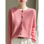 Women's Sweater Cardigans 100 Merino Wool Knitwear Raglan Sleeve Cashmere O-neck Solid Autumn Winter Casual Comfortable Tops