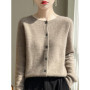 Women's Sweater Cardigans 100 Merino Wool Knitwear Raglan Sleeve Cashmere O-neck Solid Autumn Winter Casual Comfortable Tops