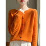 Women's Sweater Cardigans 100 Merino Wool Knitwear Raglan Sleeve Cashmere O-neck Solid Autumn Winter Casual Comfortable Tops