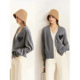 AMII Minimalism 2025 Winter Love Sweater for Women New Simple Casual Knitted Tops V-neck Wool Embroidery Loose Cardigan 12344302