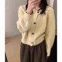 Elegant round-neck 100 pure cashmere knitted cardigan for women autumn and winter sweater with wool base coat