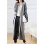 100 Merino Wool Fashion Solid Color Longline Cardigan Coat Cashmere Soft Long Sleeve Basic Simple Clothes
