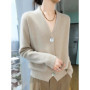 Women Cashmere Sweater V-neck Cardigan Autumn Winter 30 Cashmere And 70 Merino Wool Knitwear Long Sleeve Soft Solid Grace Tops