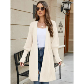 Mid-Long Cardigans Navy Womens Spring Cropped Slim-Fitting Youth Bohemian Puff Sleeve Mockneck Tunic Loose-Fit Urban Long Tender