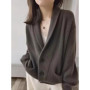 100 pure cashmere cardigan female V-neck loose lazy wind sweater coat lapels thickened in autumn and winter.