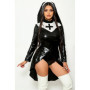 Halloween sexy Cross Nun cosplay Costumes Women's Carnival Role Play Party Nurse dress Black patent leather Performance Costume