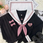 Girls Summer Jk Uniform Suit Japanese Student Pleated Skirt College Style High School Uniform Rose Sailor Suit Cosplay Costume