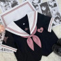 Girls Summer Jk Uniform Suit Japanese Student Pleated Skirt College Style High School Uniform Rose Sailor Suit Cosplay Costume