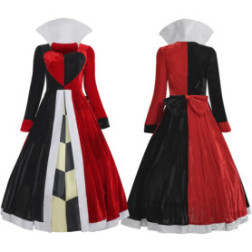 Halloween Queen of Hearts Costume Alice in Wonderland Dress Women Adult Sexy Poker Queen Cosplay Halloween Fancy Dress Plus Size
