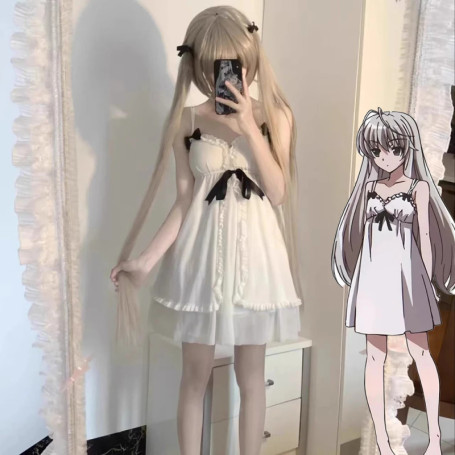 Anime Yosuga No Sora Kasugano Sora Cosplay Costume Girl Sweet Lolita Dress Pajamas Summer Nightgown Ruffle Nightwear Clothes