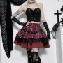 Gothic Harajuku Girls Plaid Pleated Skirt Punk Sweet Lace Kawaii Clothing Y2k Lolita Cake Mini Skirts Cosplay Costume