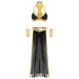 Women Halloween Cleopatra Ancient Egyptian Queen Sun Goddesses Cosplay Costume Crop Top with Skirt Choker Cuffs Belly Dance Set