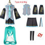 V Miku Cosplay Costume Green Ponytail Wig Virtual Singer Cosplay Shoes Boots Official Uniform for Party Comic Con Outfits