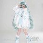 Anime Mikuku Cosplay Kawaii Blue White Full Set Wigs Earphone Coat T-Shirt Dress Socks Roleplay Customized Women Halloween Party