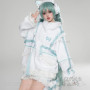 Anime Mikuku Cosplay Kawaii Blue White Full Set Wigs Earphone Coat T-Shirt Dress Socks Roleplay Customized Women Halloween Party