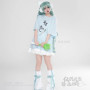 Anime Mikuku Cosplay Kawaii Blue White Full Set Wigs Earphone Coat T-Shirt Dress Socks Roleplay Customized Women Halloween Party