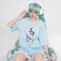 Anime Mikuku Cosplay Kawaii Blue White Full Set Wigs Earphone Coat T-Shirt Dress Socks Roleplay Customized Women Halloween Party