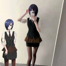 Anime Tokyo Touka Kirishima Ghoul Cosplay Costume Women Shirt Vest Skirt Suit Sexy Uniform Halloween Clothes Outfit