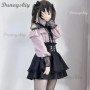 Jirai kei Outfit Lolita Girls Shirt Skirt Set Women Kawaii Bow Long Sleeve Y2K Casual Aesthetic Shirt Japanese Style Women