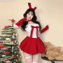2025 Christmas Sexy Christmas Costume Red Dress Uniform Temptation Cosplay Pure Desire Girl Maid Bar Stage Performance Costume