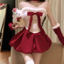 2025 Christmas Sexy Christmas Costume Red Dress Uniform Temptation Cosplay Pure Desire Girl Maid Bar Stage Performance Costume