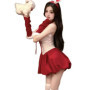 2025 Christmas Sexy Christmas Costume Red Dress Uniform Temptation Cosplay Pure Desire Girl Maid Bar Stage Performance Costume