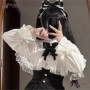Jirai Kei Outfit Lolita Girls Blouse Top Women Long Sleeve Shirt Wig 2025 Kawii Bow Black Skirts Shirt Girai Sweet Japanese Lady