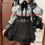 Jirai Kei Outfit Lolita Girls Blouse Top Women Long Sleeve Shirt Wig 2025 Kawii Bow Black Skirts Shirt Girai Sweet Japanese Lady