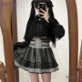 Jirai Kei Outfit Lolita Girls Blouse Top Women Long Sleeve Shirt Wig 2025 Kawii Bow Black Skirts Shirt Girai Sweet Japanese Lady