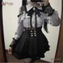 Jirai Kei Outfit Lolita Girls Blouse Top Women Long Sleeve Shirt Wig 2025 Kawii Bow Black Skirts Shirt Girai Sweet Japanese Lady