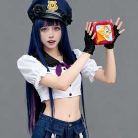 Anime Panty & Stocking with Garterbelt Cosplay Costume Top Skirt Shorts Wig Cos Convention Prop Police Uniform Adult Clothing