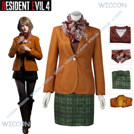 Game Evil 4 Ashley Cosplay Anime Graham Evil 4 Cosplay Costume Jacket Dress Women Sweaters Outfits Halloween Carnival Party Suit