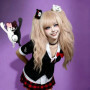 Anime Game Danganronpa Cosplay Costume Enoshima Junko Uniform Cafe Work Clothe Short Skirt Monokuma Headwear Double Ponytail Wig
