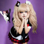 Anime Game Danganronpa Cosplay Costume Enoshima Junko Uniform Cafe Work Clothe Short Skirt Monokuma Headwear Double Ponytail Wig