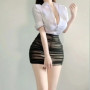Sexy OL Secretarial Uniform Cosplay Costume Teacher Outfits Shirt Leather Mini Skirt Suit Role Play Nightclub Clothing Halloween