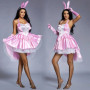Umorden Women's 3 Piece Sexy Bunny Girl Costume Tuxedo Tails Halloween Club Party Fancy Dress Plus Size Pink