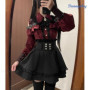 New Jirai Kei Outfit Lolita Girls Blouse Top Women Kawii Bow Black Skirts Shirts Long Sleeve Shirt Y2K Sweet Japanese Lady Style