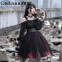 Original Design Girl Irregular Dress Women's Dark Gothic Lolita Style Dress Female Japanese Style Long Sleeve Summer Dress
