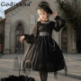 Original Design Girl Irregular Dress Women's Dark Gothic Lolita Style Dress Female Japanese Style Long Sleeve Summer Dress