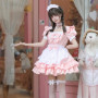 Japanese Sexy Lolita Dress Cream Little Honey Maid Costume Lolita Pink Dresses Kawaii Dress Cosplay Animation Show Outfit S-5XL