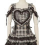 Sweet Japanese Lolita Plaid Lace Heart Embroidery Jumper Dress with Skirt 2 piece Set Cute Kawaii Mass Produced Style Princess