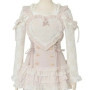 Sweet Japanese Lolita Plaid Lace Heart Embroidery Jumper Dress with Skirt 2 piece Set Cute Kawaii Mass Produced Style Princess