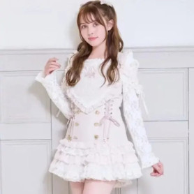 Sweet Japanese Lolita Plaid Lace Heart Embroidery Jumper Dress with Skirt 2 piece Set Cute Kawaii Mass Produced Style Princess