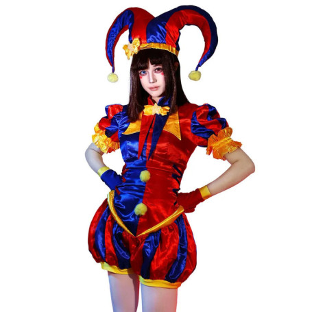 Pomni Cosplay Costumes Clown Uniform Anime The Amazing Hat With Gloves Socks Christmas Halloween Party Costumes